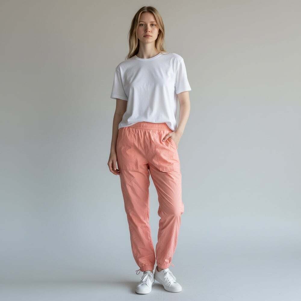 Fabletics Ultra High Waisted Piped Pant Medium Coral Nylon Active Training Run